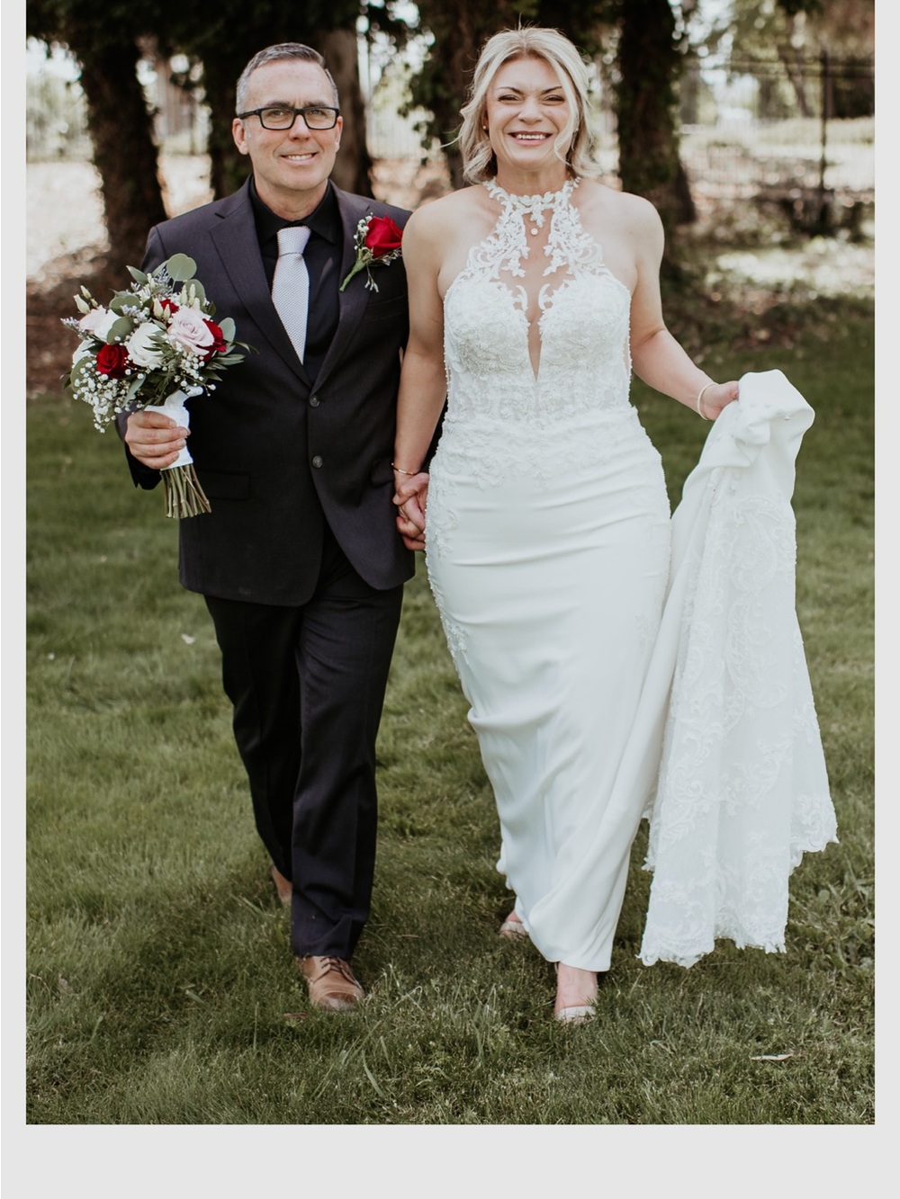 Martina Liana Ivory Lace Halter Wedding Gown